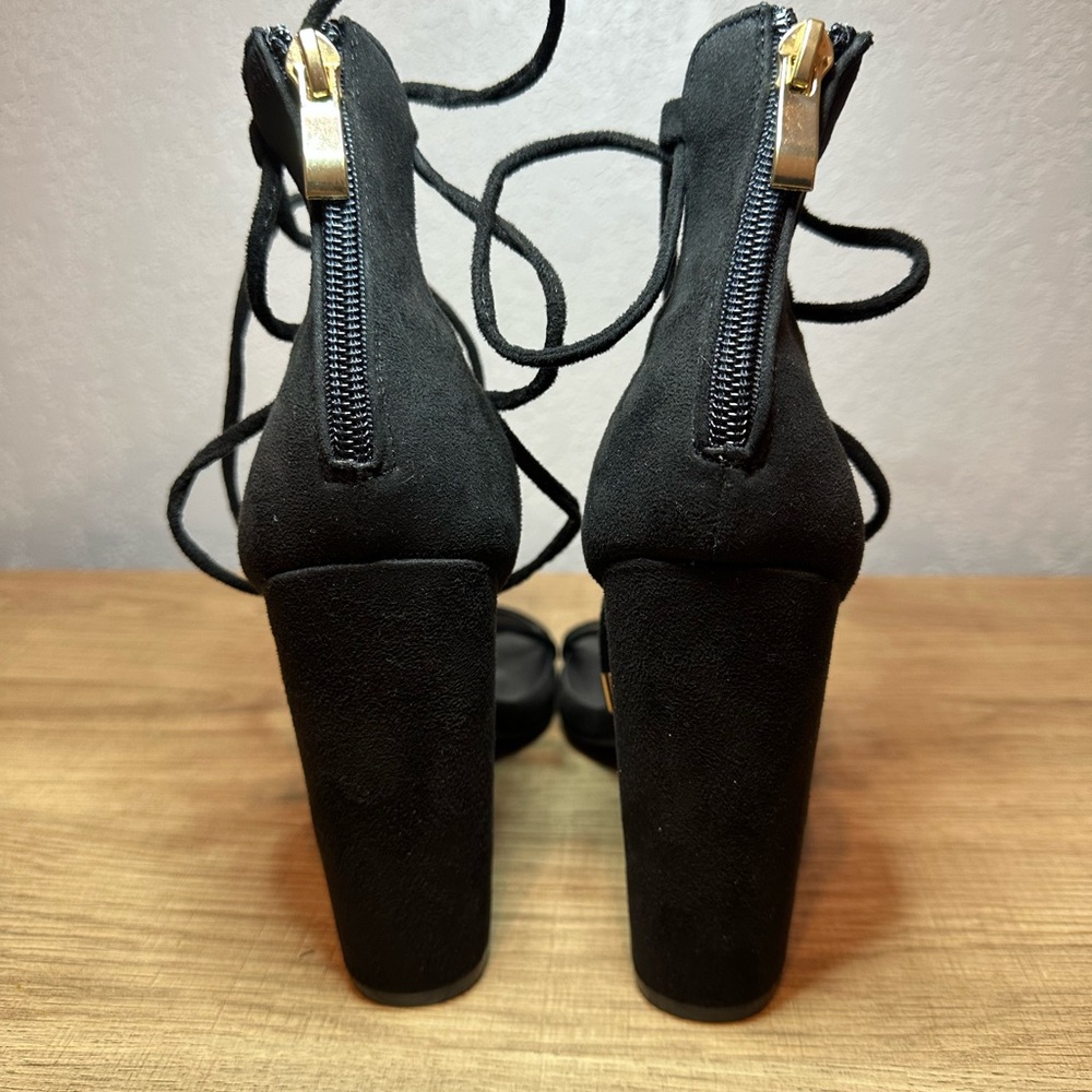 Black Lace-Up Heels - Picture 4 of 5